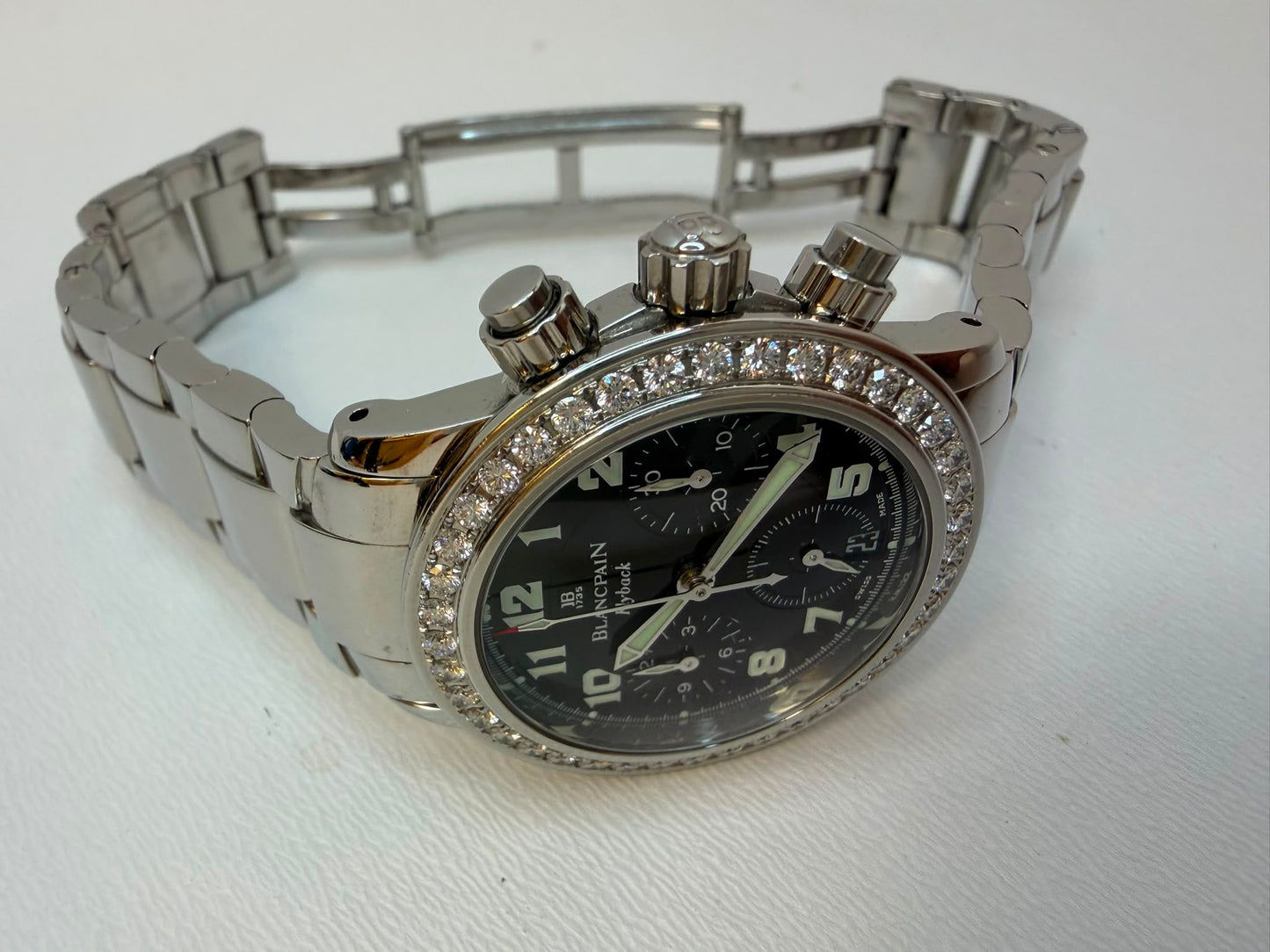Blancpain Léman Flyback Chronograph Lady, mit original Diamantenbesatzung